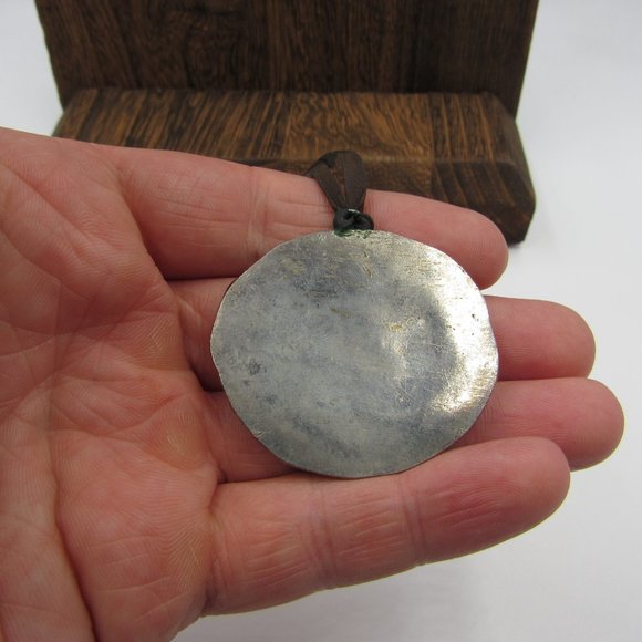 17" Leather Cord Stone Pendant Necklace Vintage - Picture 3 of 5